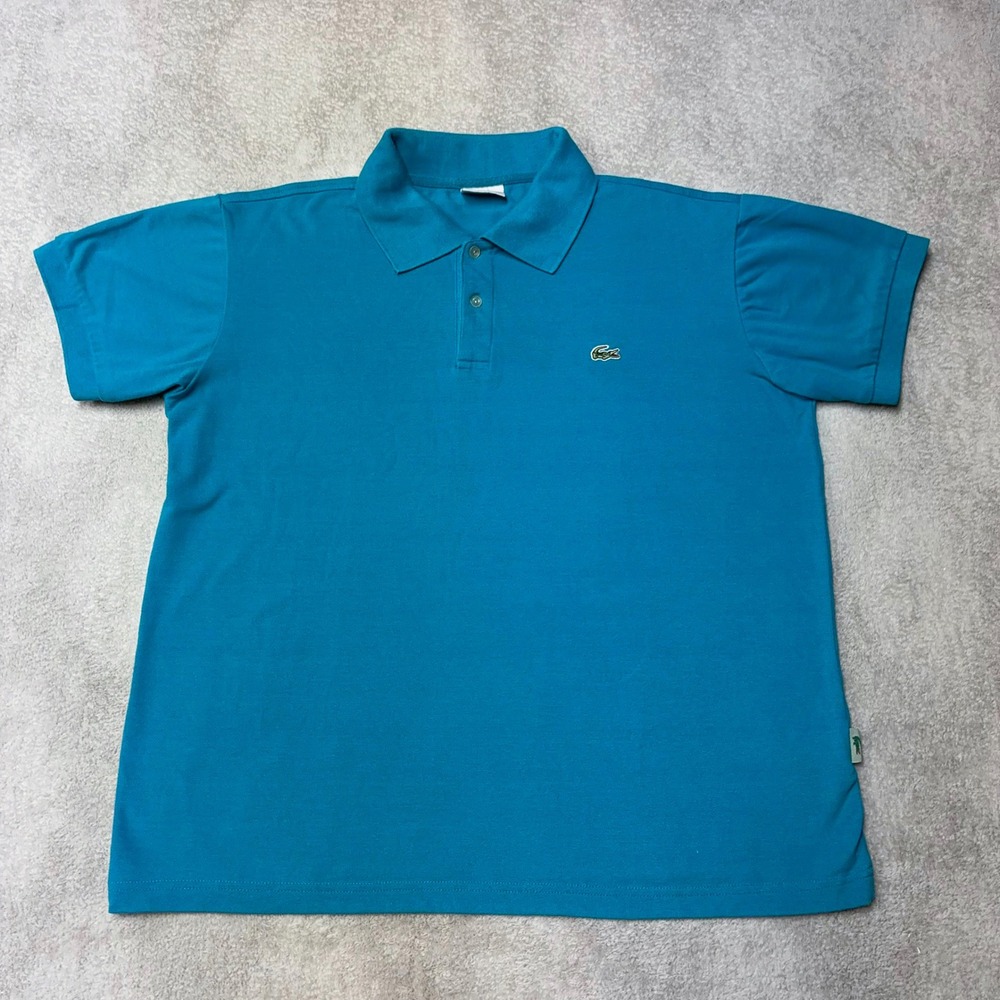 Vintage Lacoste Polo Shirt Short Sleeve Teal Blue MADE IN FRANCE Men Size 5 / L
